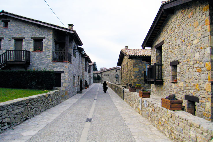 Stone houses line the streets of Tavertet